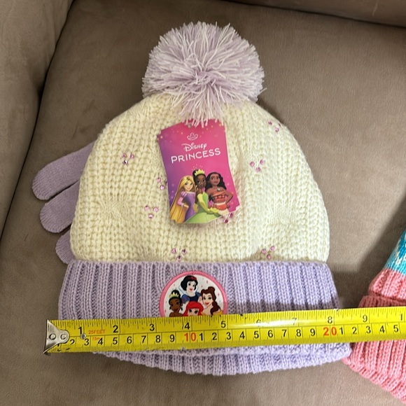 2 sets of Girls Disney Lined hats-Disney Princess Pink & Purple - Picture 14 of 17